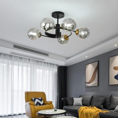 Swirling Nordic Globe Bubble Chandelier Metal Glass Bedroom Chandelier-Lighom