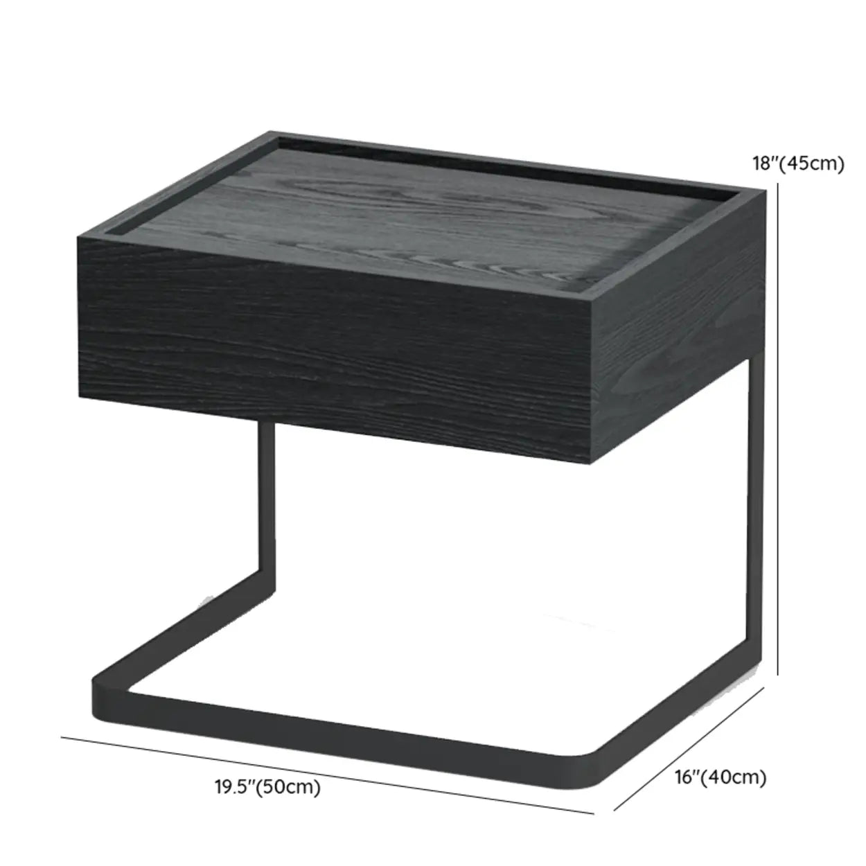 Minimalist Black Iron and Wood Drawer Nightstand