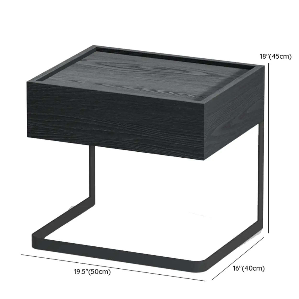 Minimalist Black Iron and Wood Drawer Nightstand