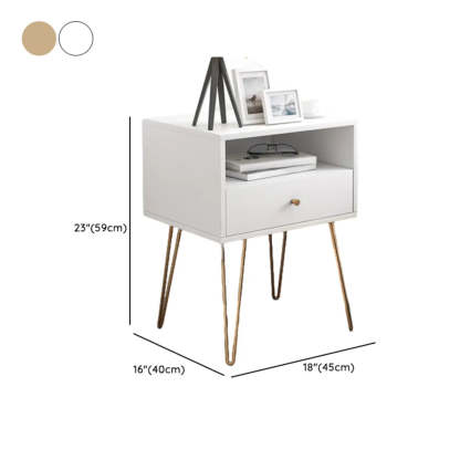 Modern White Nightstand with Gold Legs