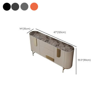 Stainless Steel Oval Marble-Top Console Table — Light Gray
