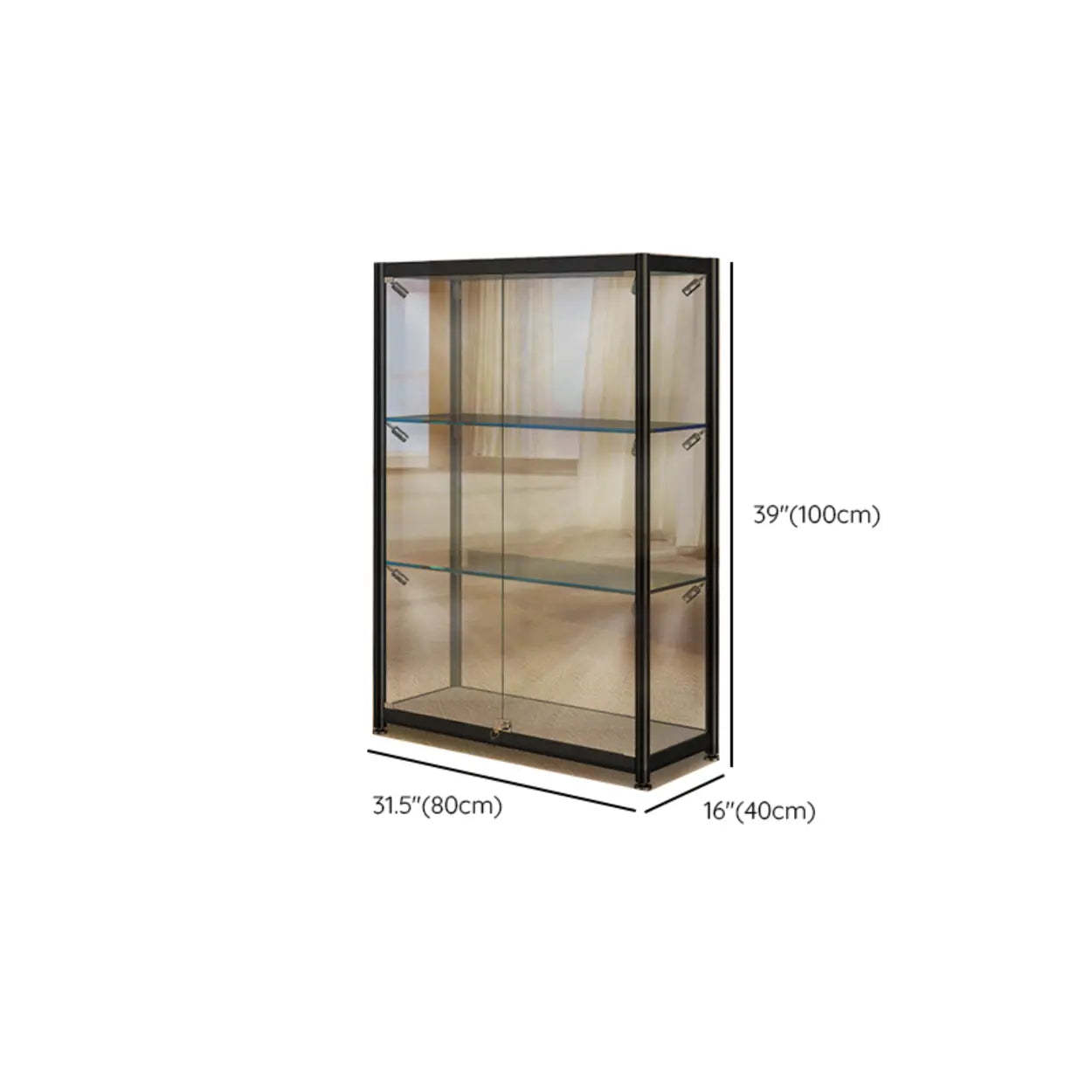 Black Glass Adjustable Display Cabinet