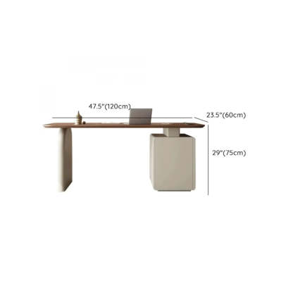 Brown Wood Rectangular Executive Desk with Drawers