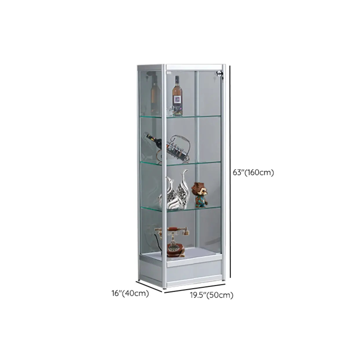 White 5-Shelf Glass Curio Display Cabinet