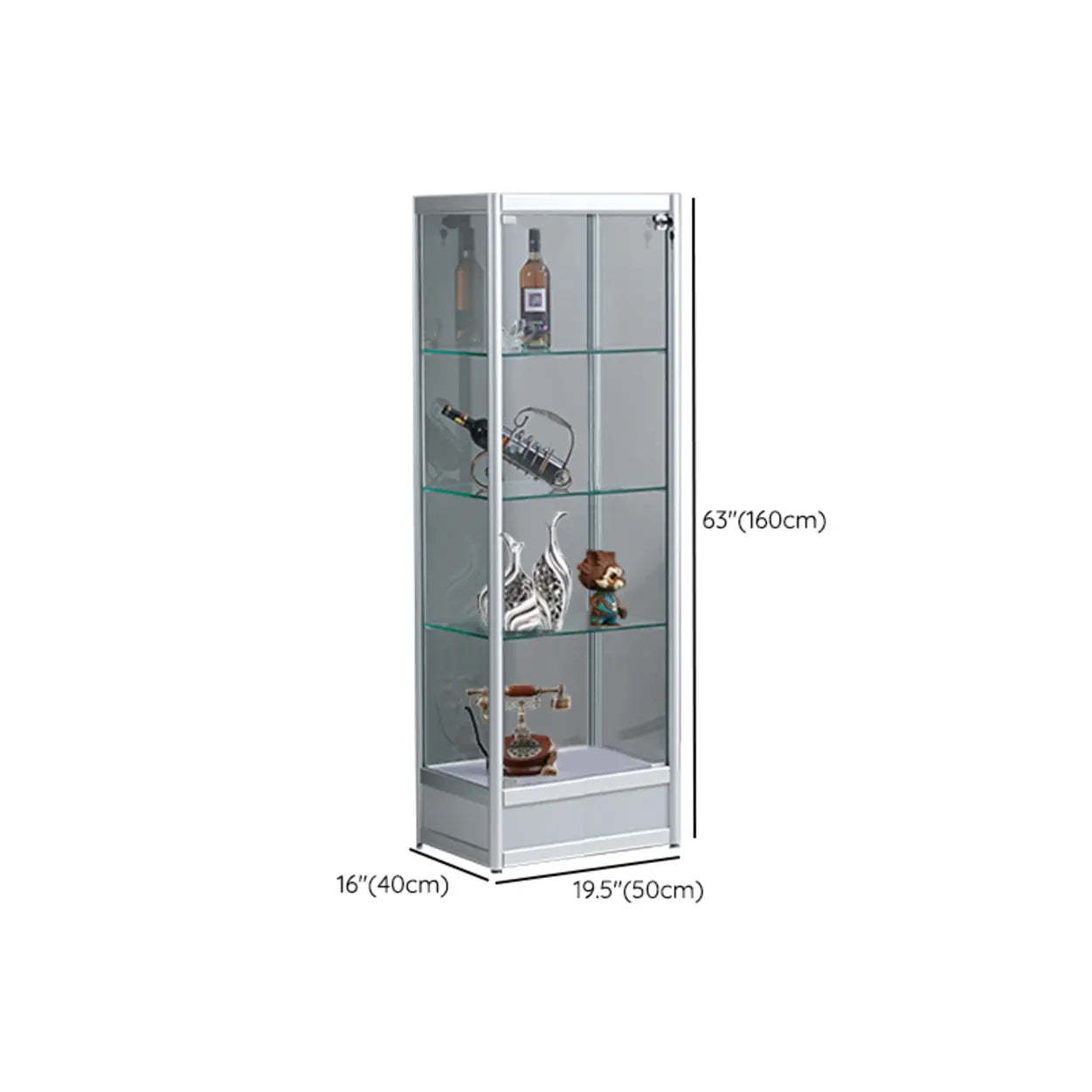 White 5-Shelf Glass Curio Display Cabinet