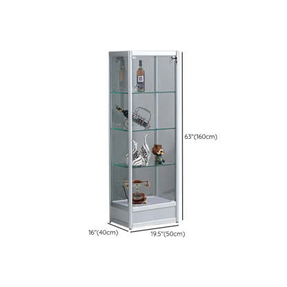 White 5-Shelf Glass Curio Display Cabinet