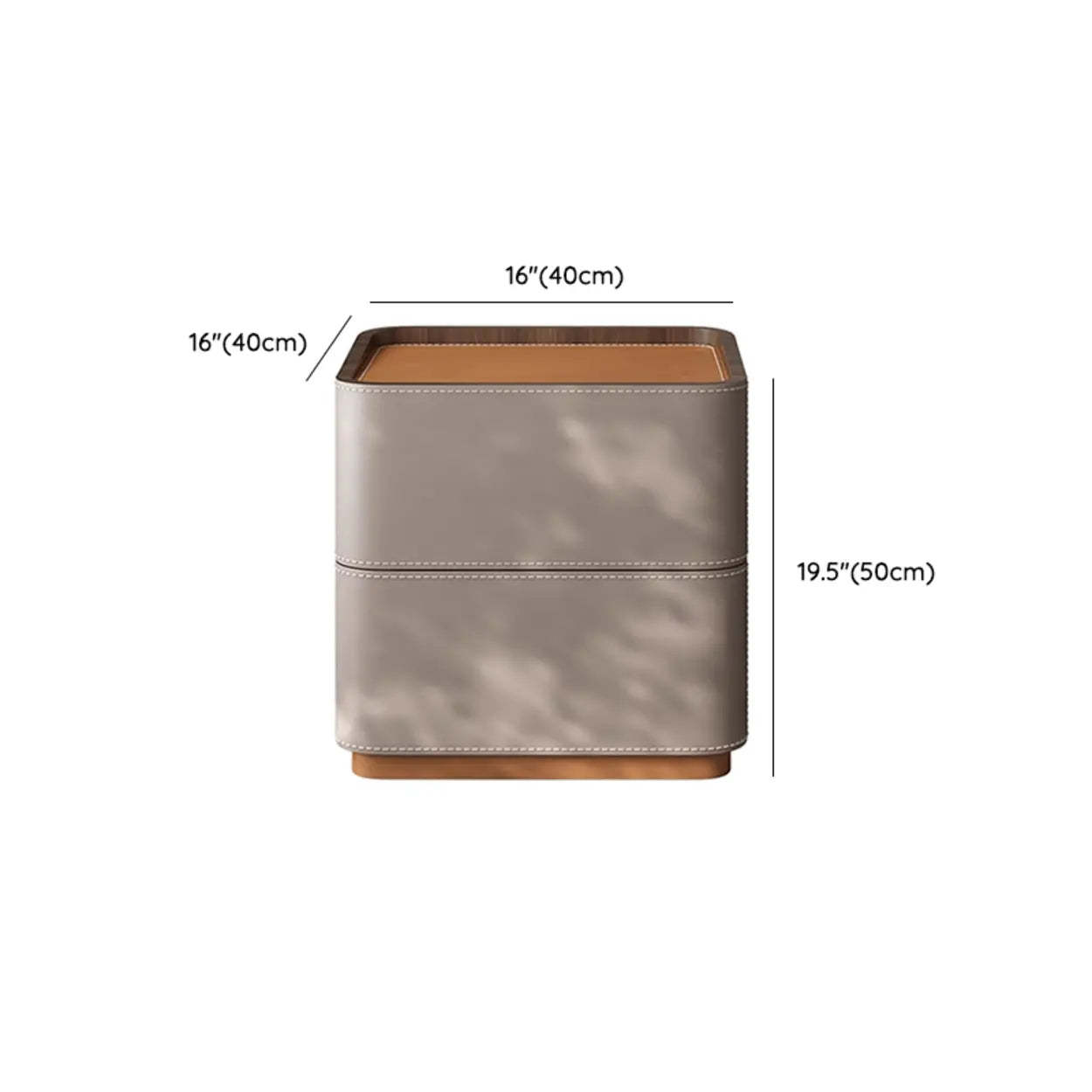 Beige Rounded Faux Leather Nightstand