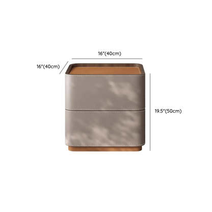 Beige Rounded Faux Leather Nightstand