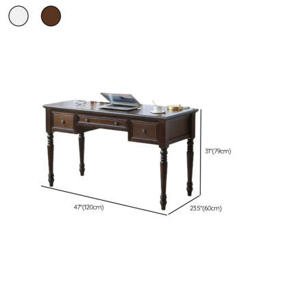Classic Nut-Brown Wood Drawer Computer Desk