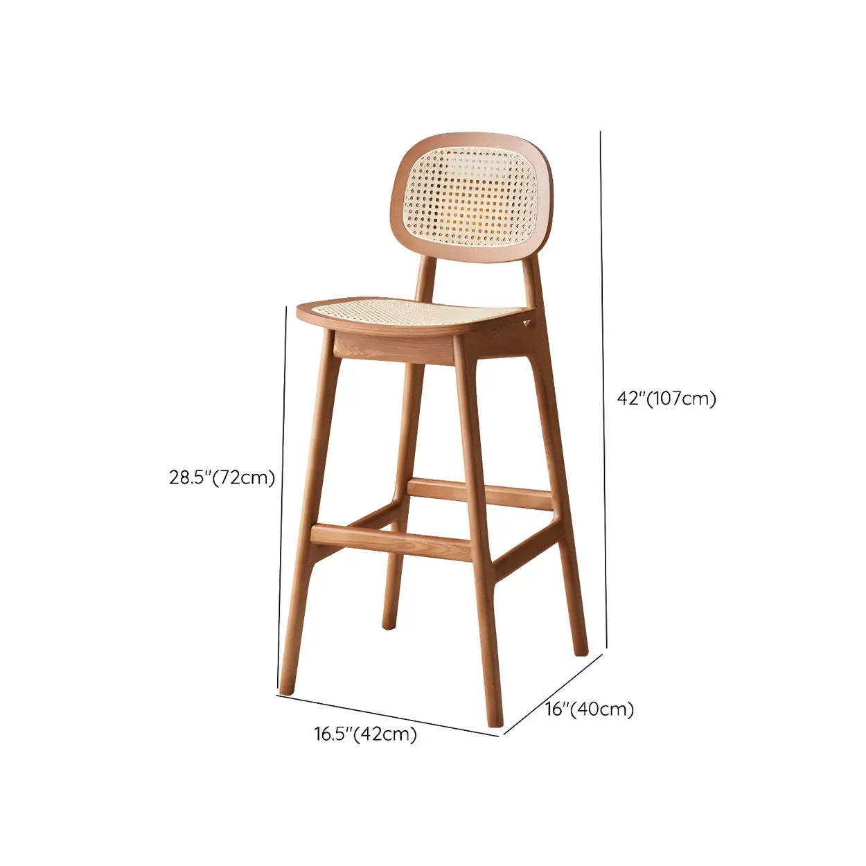Scandinavian Ash Wood Low Back Bar Stool