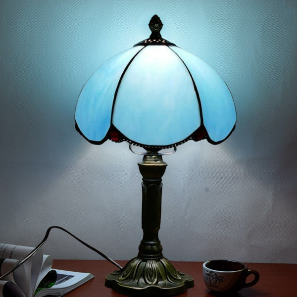 European Tiffany Blue Glass Petal Lamp