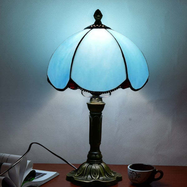 European Tiffany Blue Glass Petal Lamp
