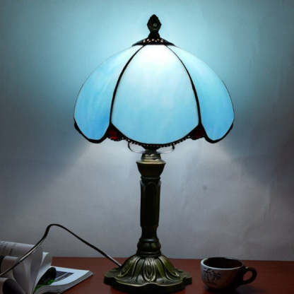 European Tiffany Blue Glass Petal Lamp