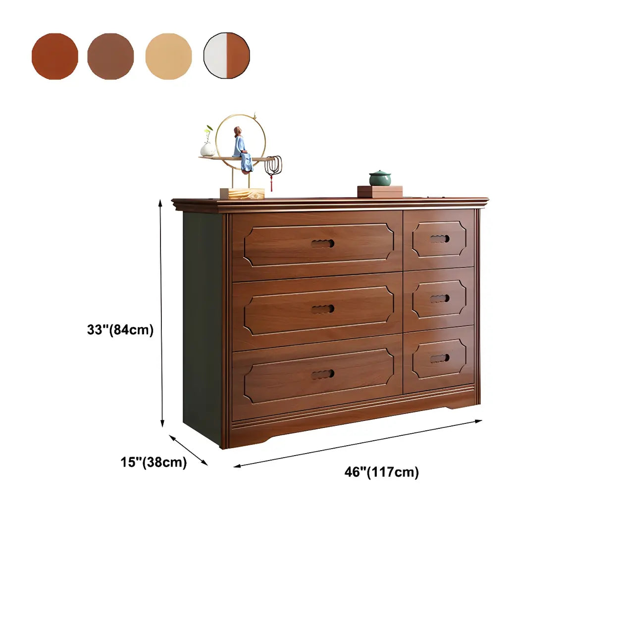 Horizontal Brown Rubberwood Double Dresser