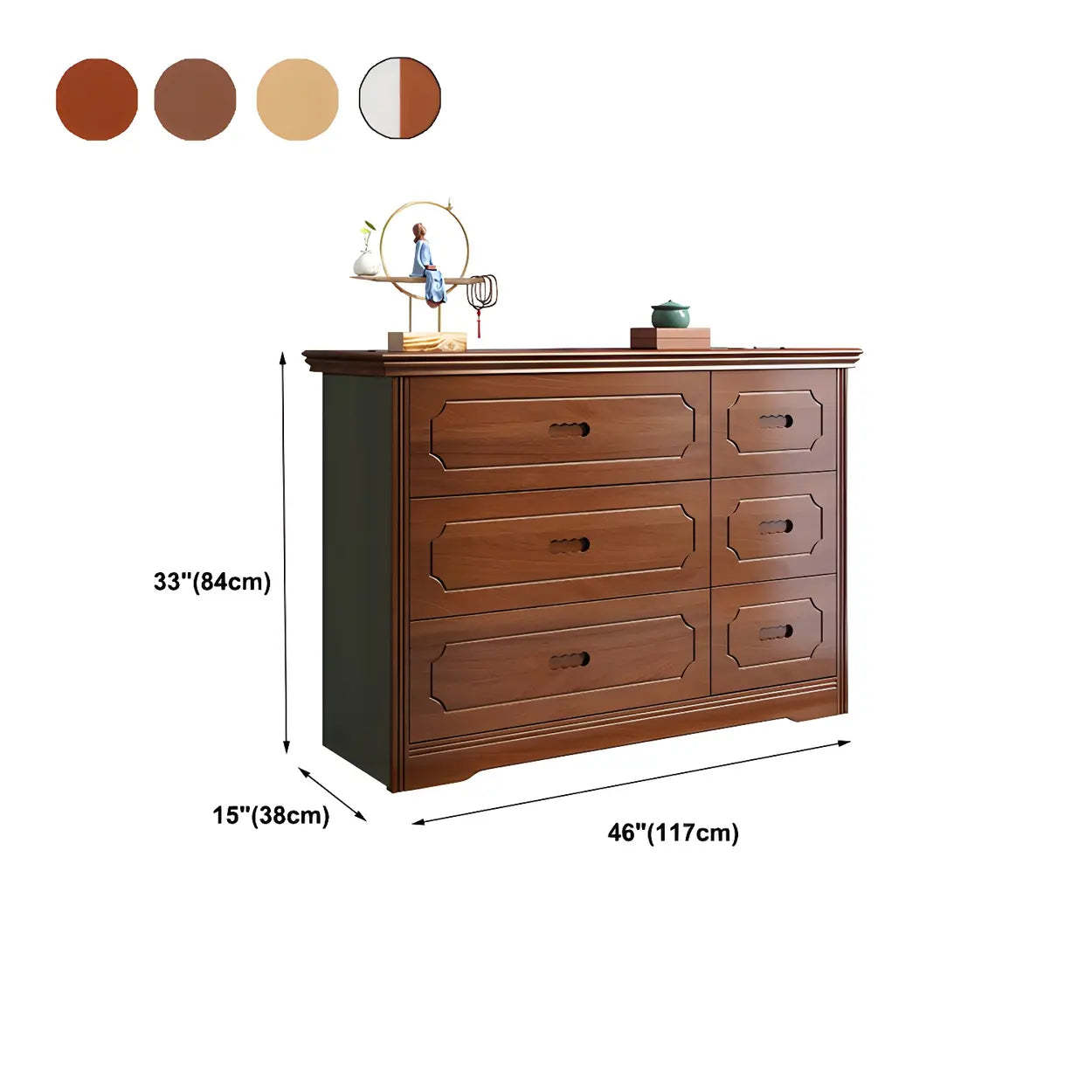 Horizontal Brown Rubberwood Double Dresser