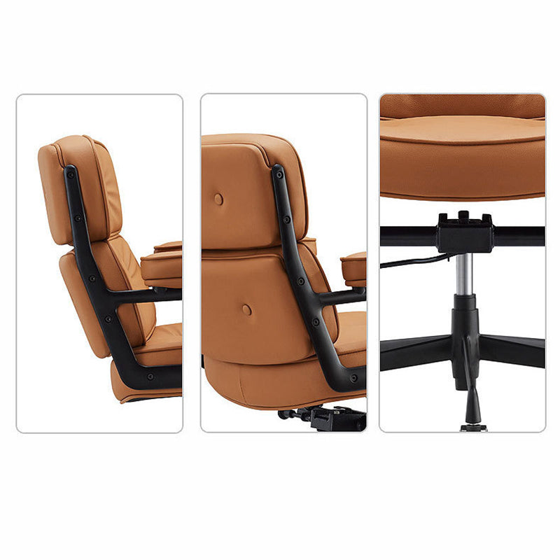 Contemporary Luxury Oval Leather Aluminum Armrest Chair