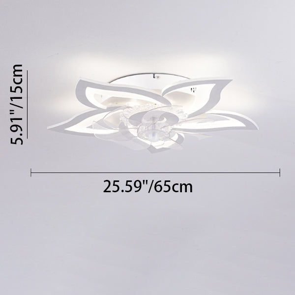 Contemporary Aluminum Fan Flush Mount — A - White / Infinitely Dimmable / 220V-240V For UK/AU