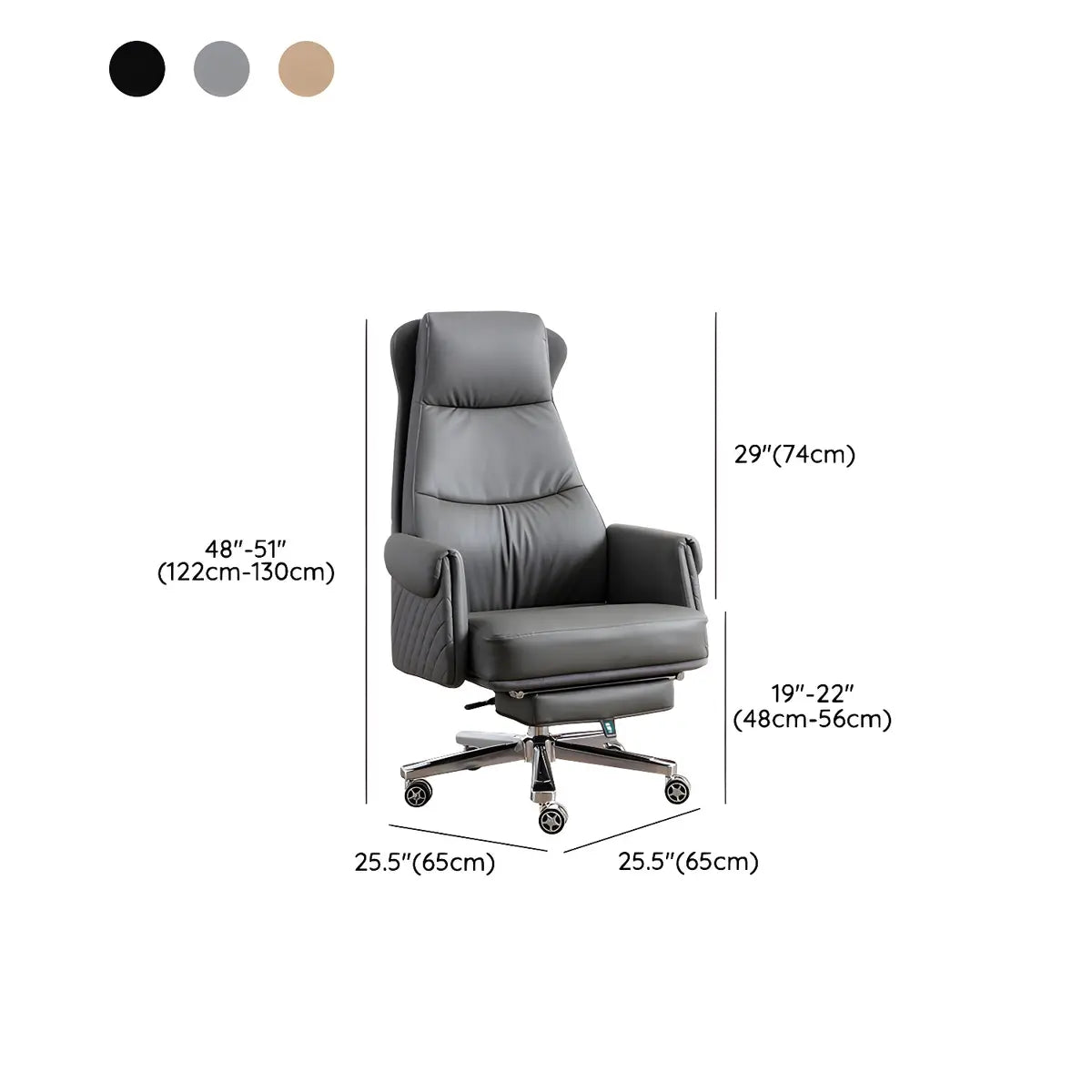 Modern Ergonomic Leather Office Chair with Wheels — 8 Piece Set / Black / Faux Leather