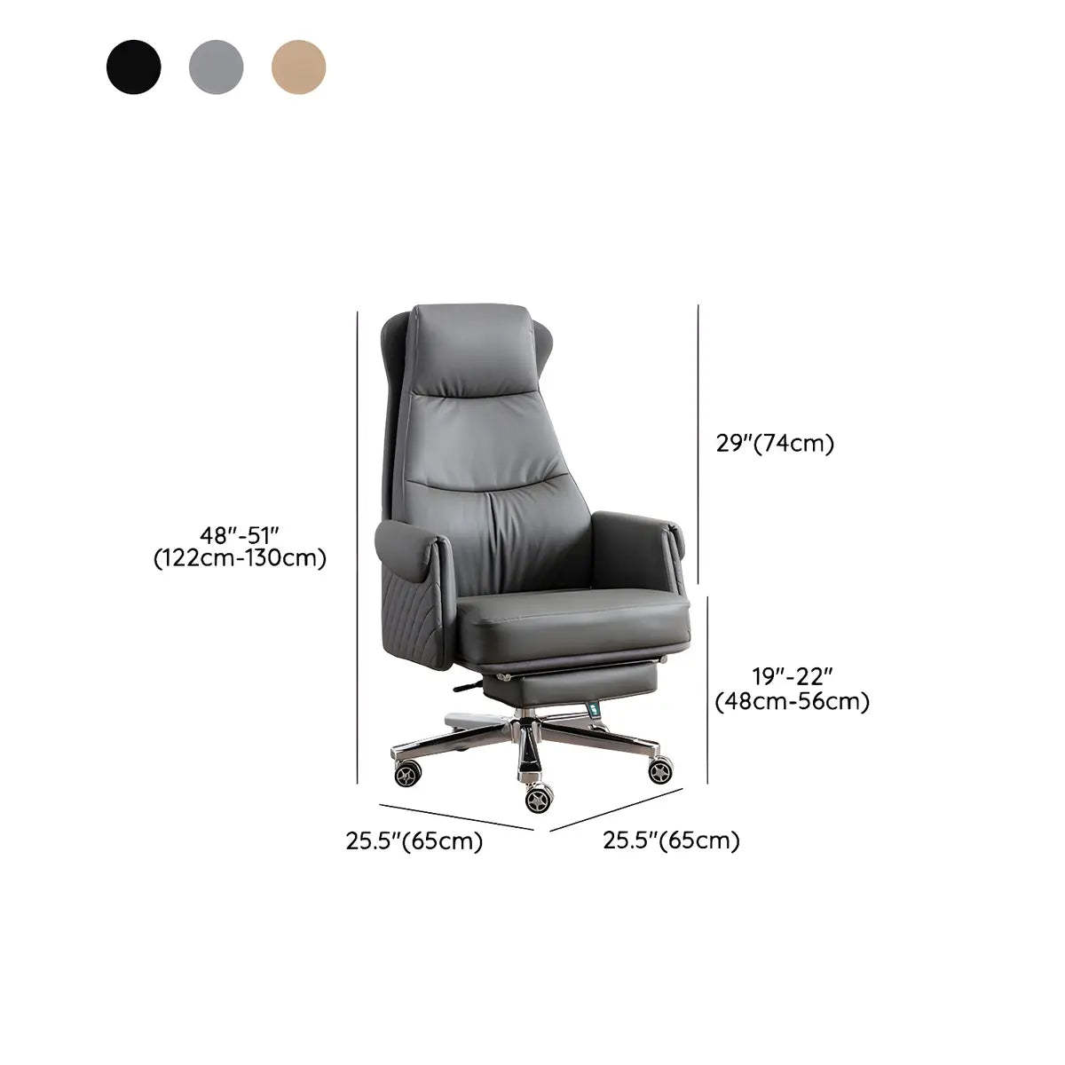 Modern Ergonomic Leather Office Chair with Wheels — 8 Piece Set / Black / Faux Leather