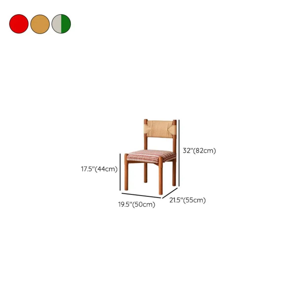 Rustic Woven Rope Wood Armless Dining Chair