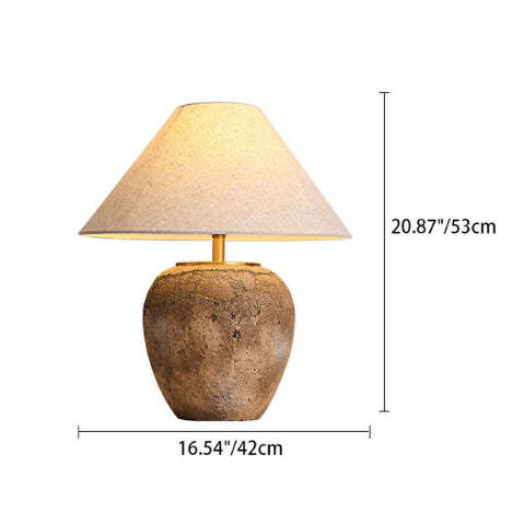 Shabby Chic Cone Fabric Ceramic Jar Table Lamp