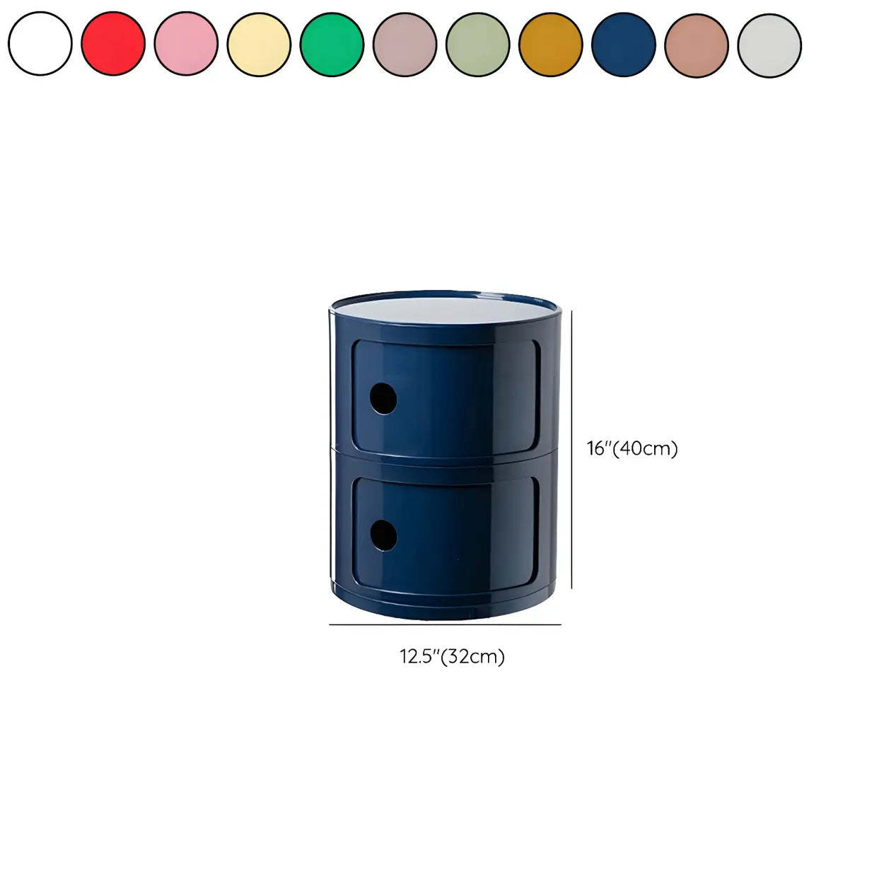 Pink Round Plastic Nightstand with Shelves and Cabinet — Dark Blue / 1 Piece