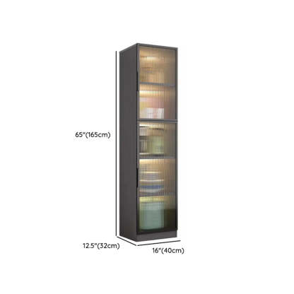 Black Frosted Glass Tall Kitchen China Cabinet