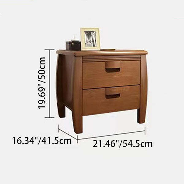 Mid-Century Wood Nightstand 2-Drawer
