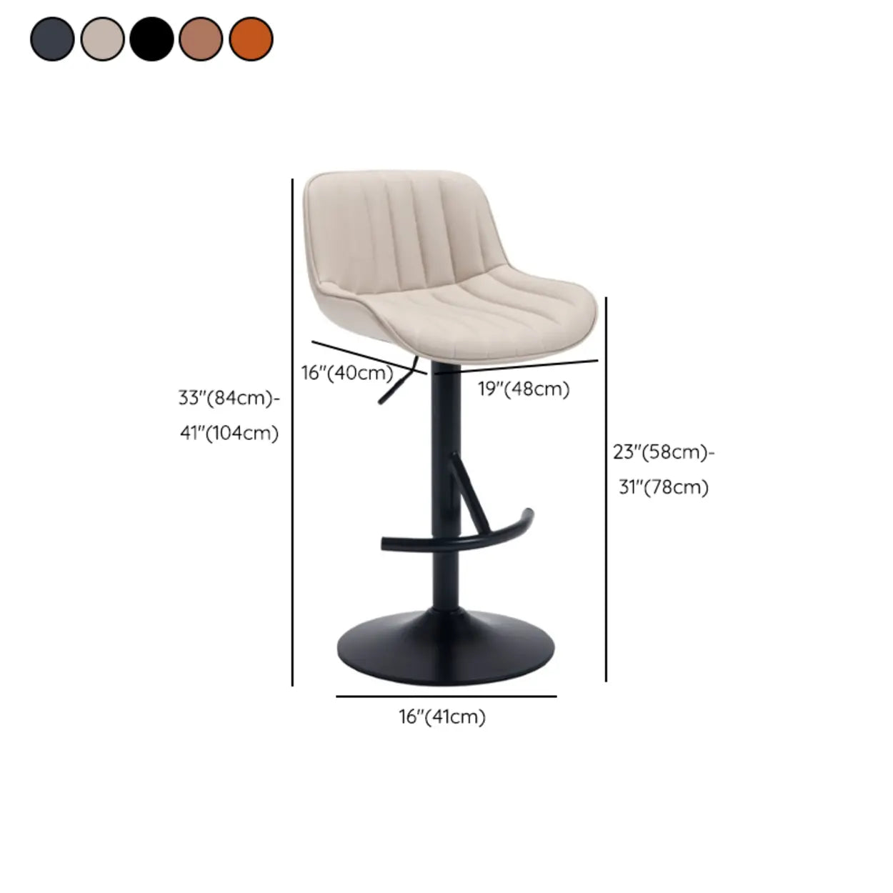 Modern Swivel Leather Bar Stool with Footrest