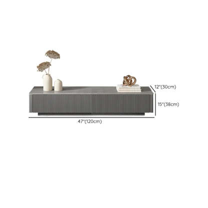 Glossy Gray Stone Rectangle Drawer TV Stand
