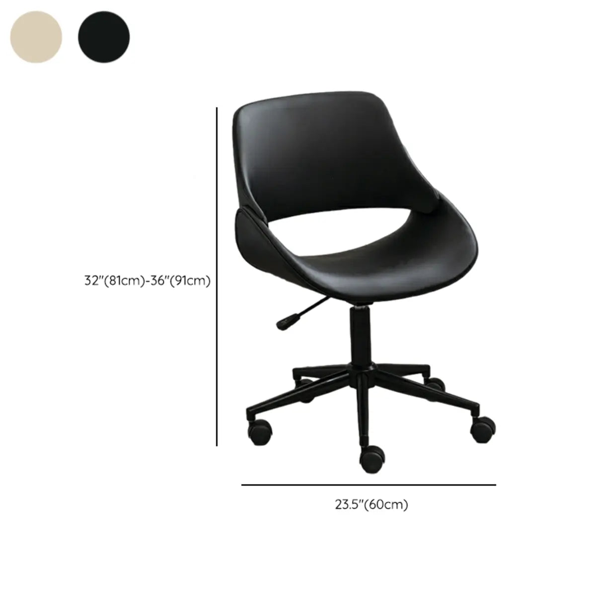 White Adjustable Ergonomic Armless Leather Office Chair