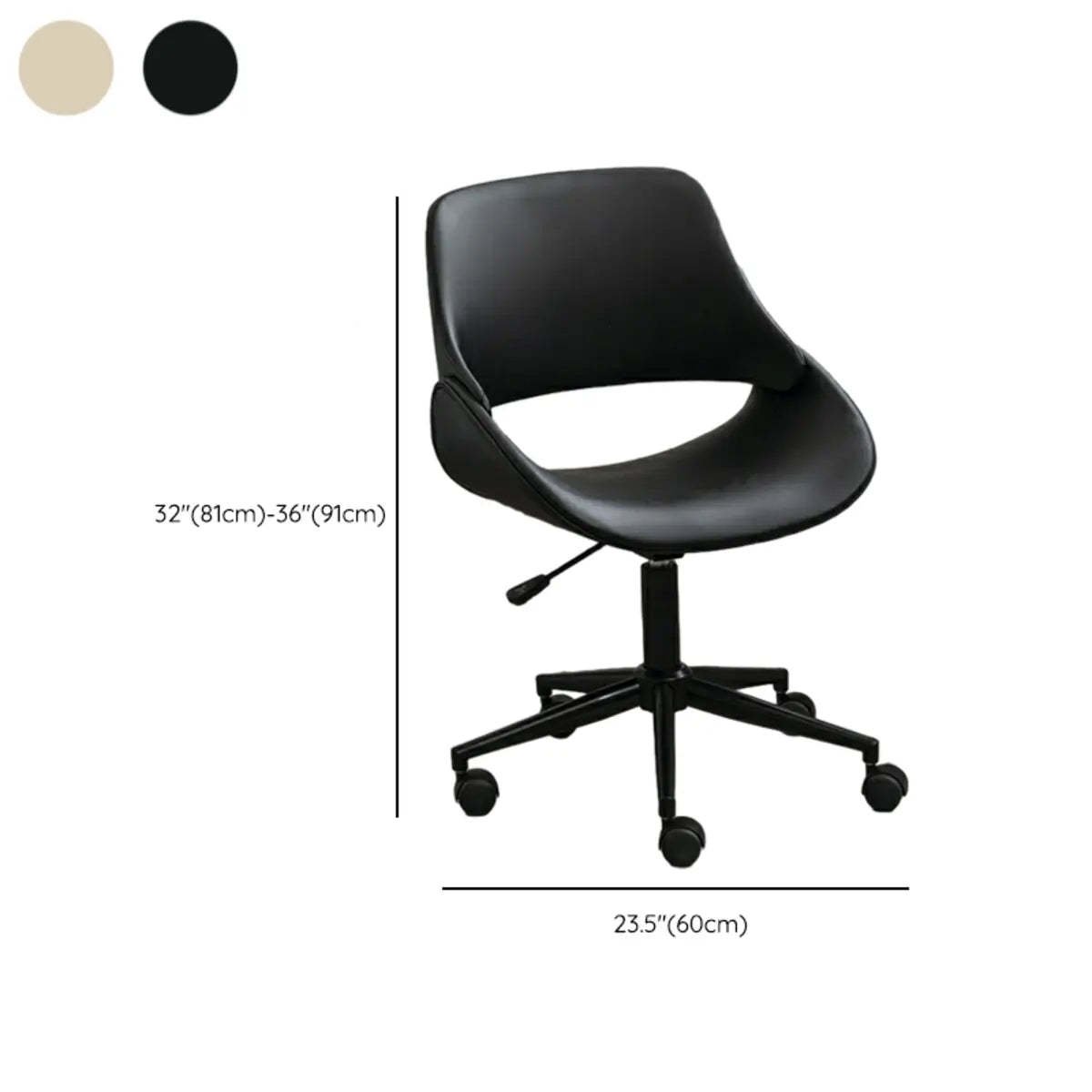 White Adjustable Ergonomic Armless Leather Office Chair