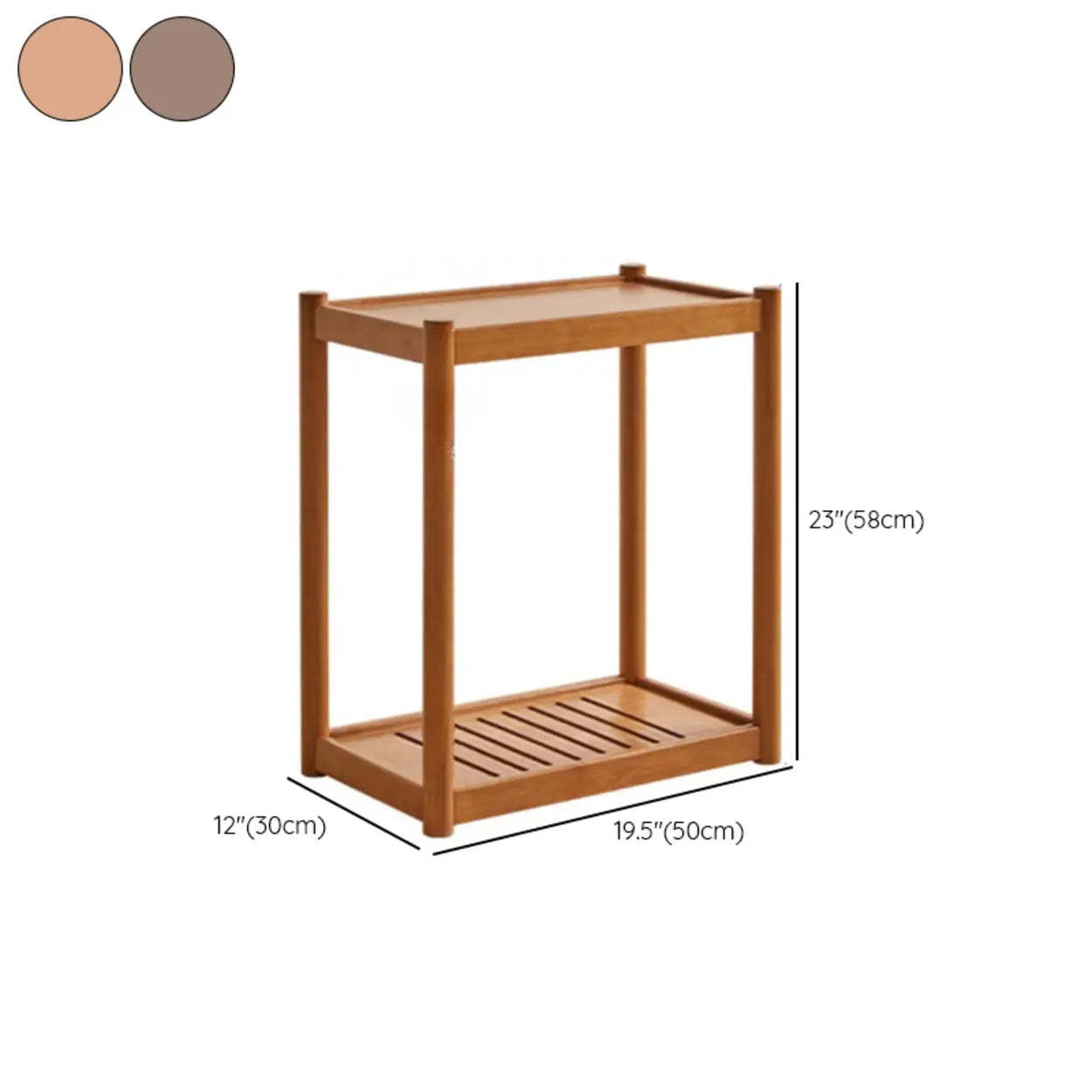 Scandinavian 2-Tier Rubberwood Swivel Chairside Table