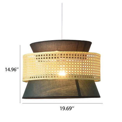 Modern Rattan Japanese Drum Pendant Light