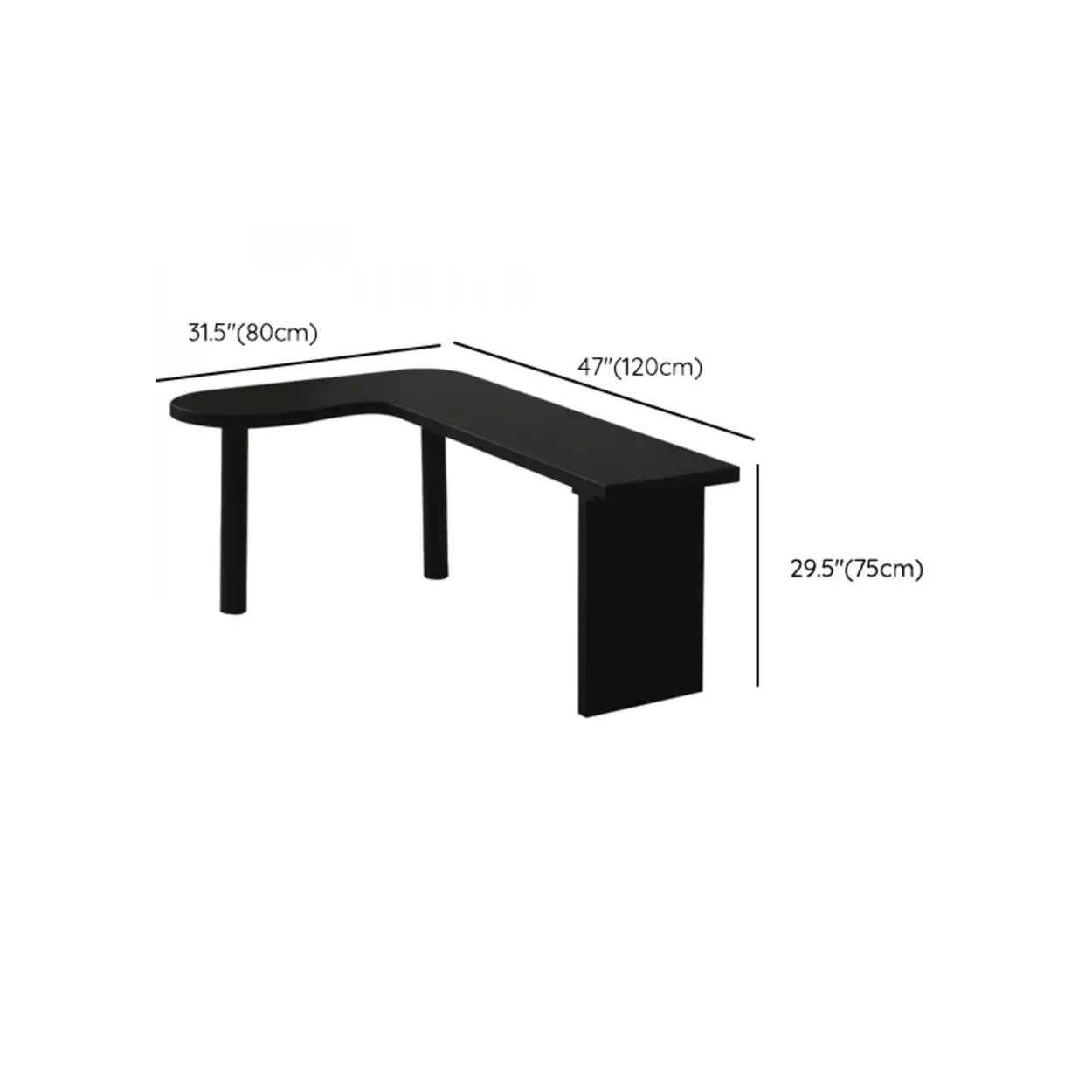 Black Pine Curved Butcher Block L-Shape Desk