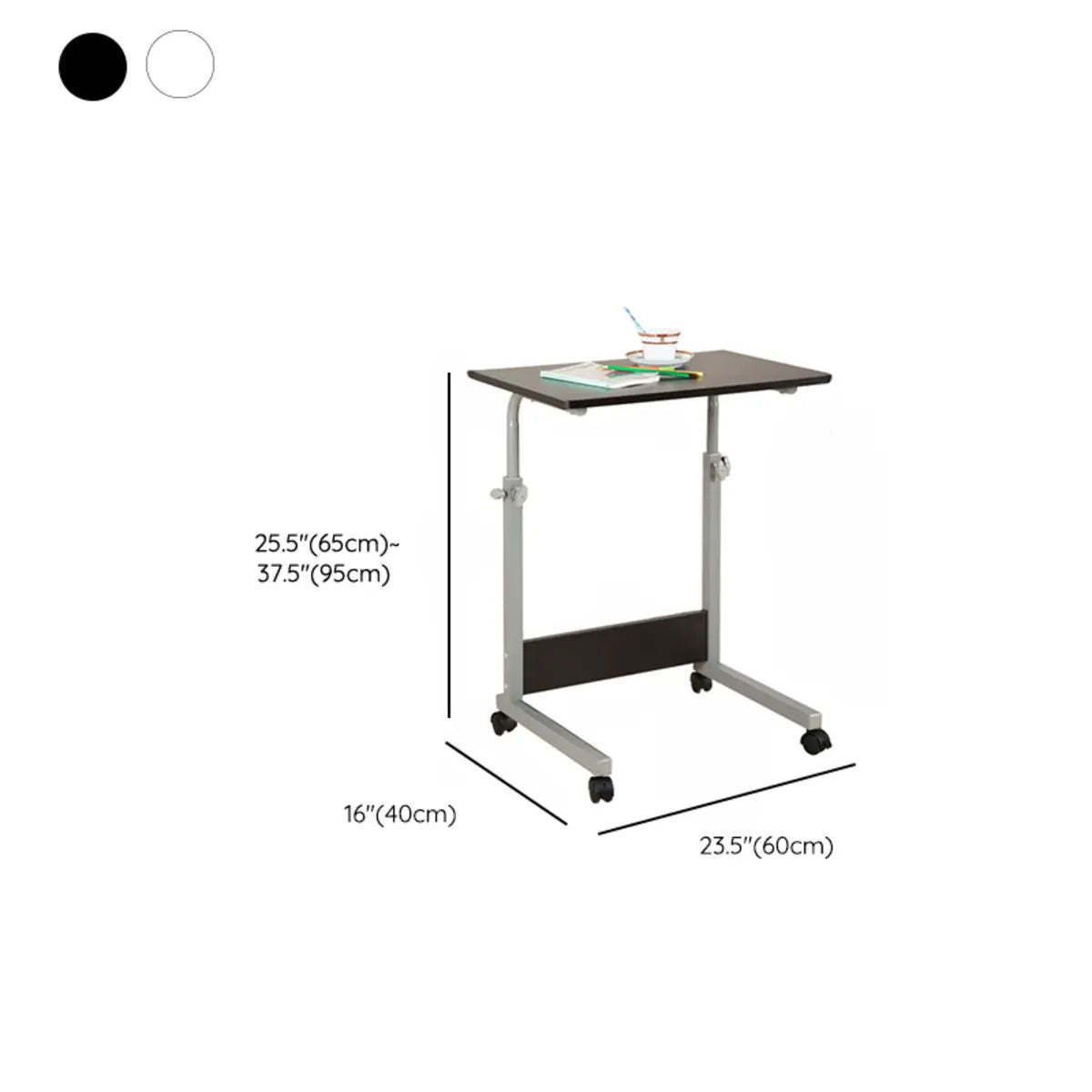 Adjustable White Mobile Wood Standing Desk