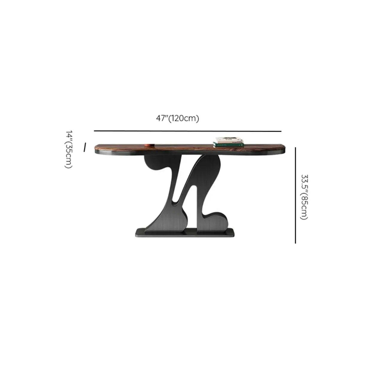 Decorative Black Irregular Abstract Walnut Console Table
