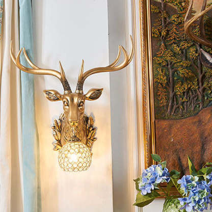European Retro Deer Head Resin Sconce