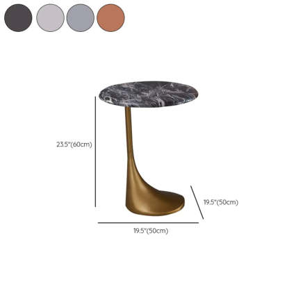 Contemporary Gold-Base Round Walnut Side Table