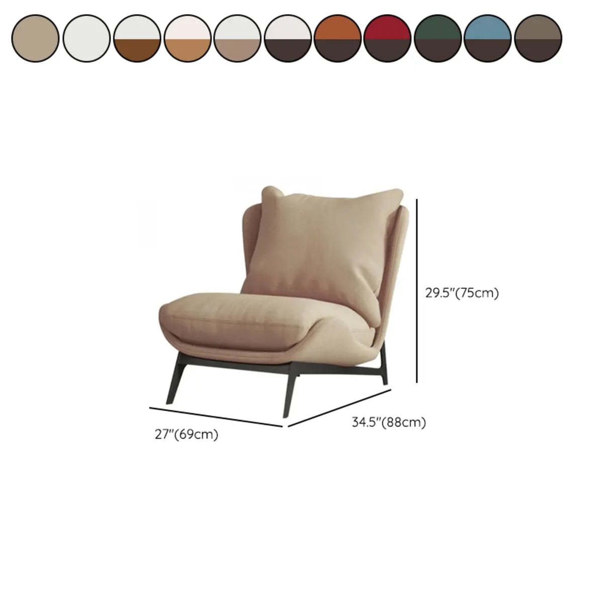 Coffee-Beige Dove Velvet Pillow Back Side Chair