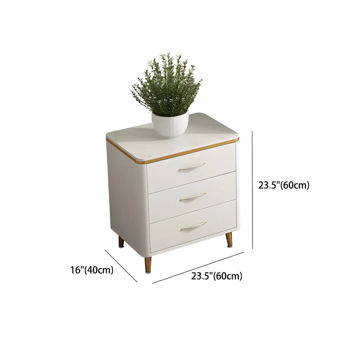 Glam Vertical White Stone Bachelor Chest with Drawers #size