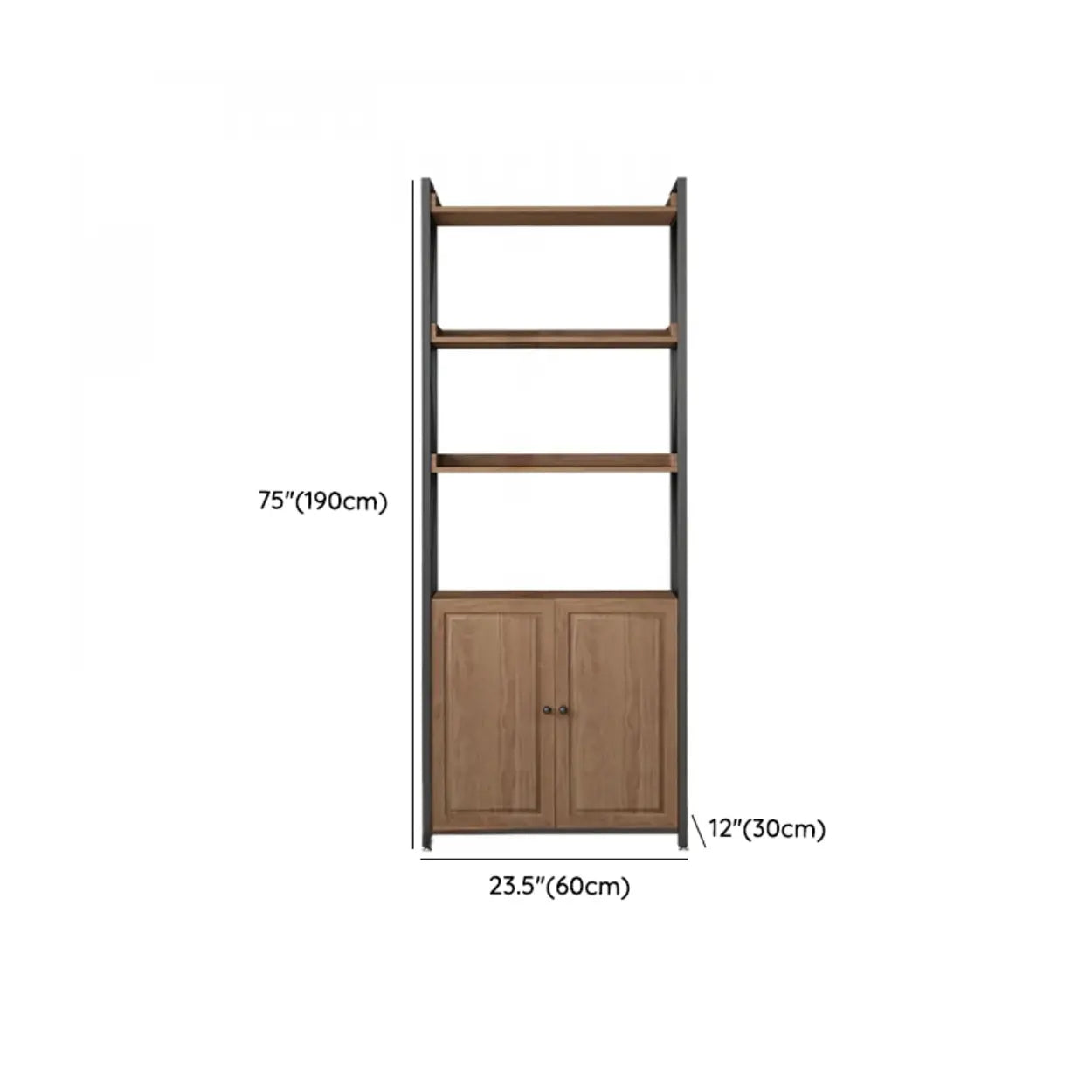 Casual Auburn Metal Frame Wood Bookshelf