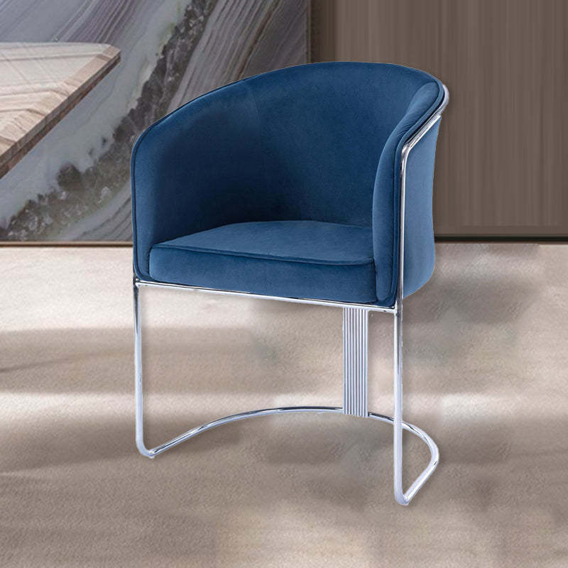 Modern Half-Round Curved Leather Metal Dining Chair