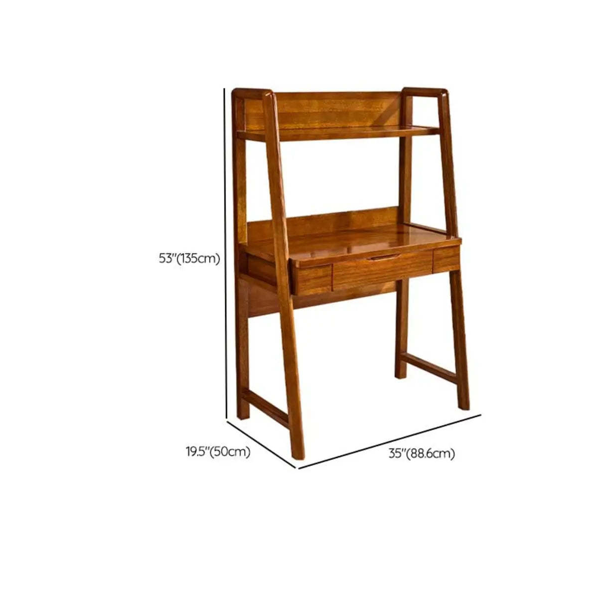 Small H-Shape Computer Desk with Soft-Close Drawer and Shelf