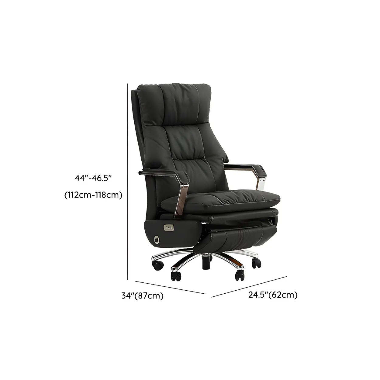 Orange Reclining Leather Swivel Office Chair with Casters — Orange / Massage / Genuine Leather