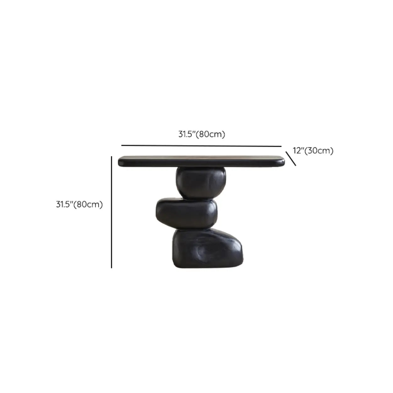 Modern Black Sculptural Wood Console Table