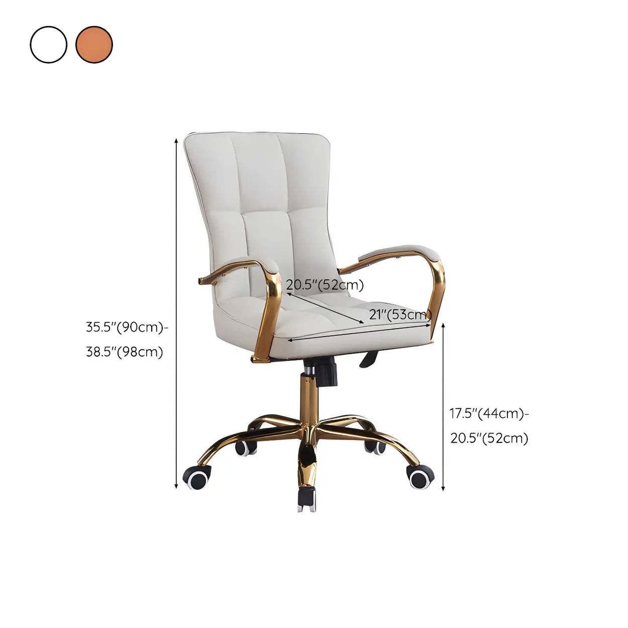 Elegant Cream Gold Ergonomic Leather Office Chair