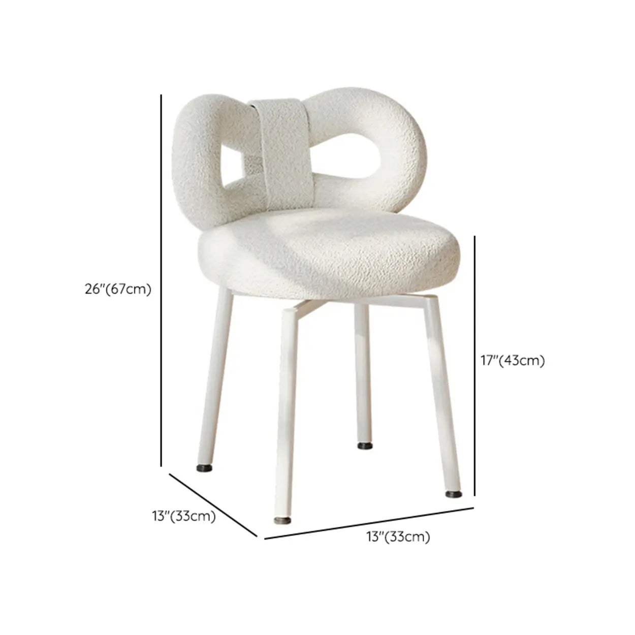 Cream Upholstered Metal Vanity Stool with Arc Back