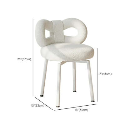 Cream Upholstered Metal Vanity Stool with Arc Back