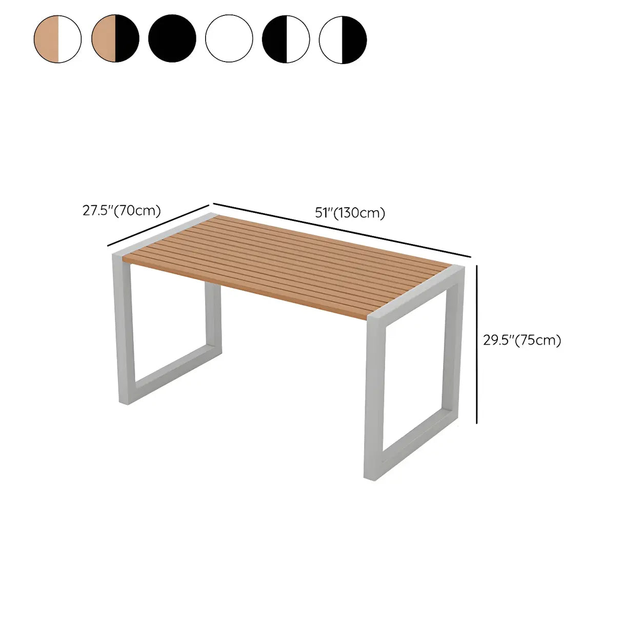 Black Waterproof Metal Rectangular Outdoor Coffee Table